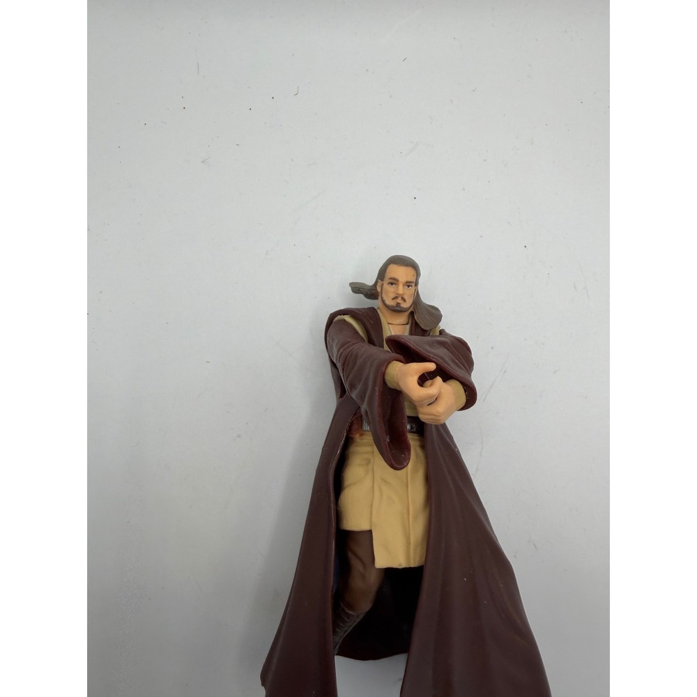 Star Wars Qui-Gon Jinn Power of the Jedi Action Figure Brown Robe 4 Inch T-6